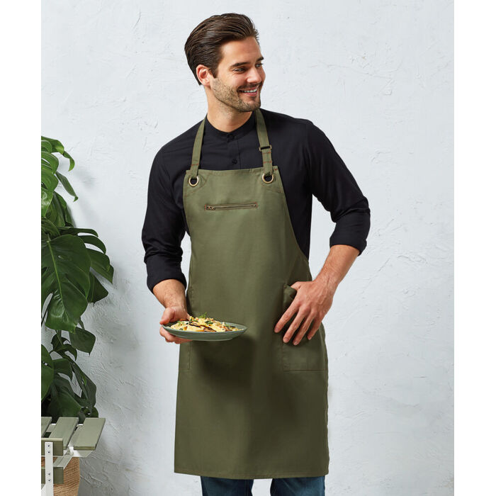 ‘Barley’ Contrast Stitch Bib Apron Thumbnail