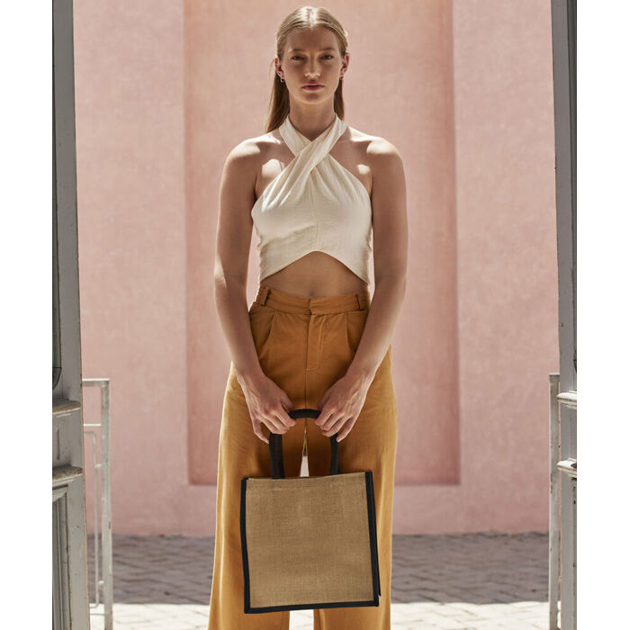 Natural starched jute midi tote Thumbnail