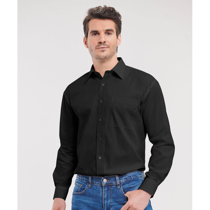 Long sleeve pure cotton easycare poplin shirt Thumbnail