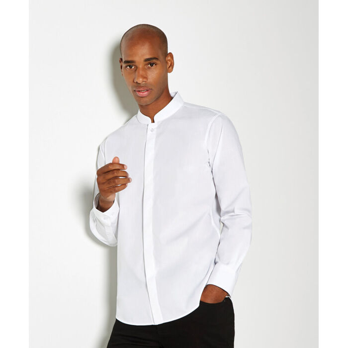 Mandarin collar shirt long-sleeved (tailored fit) Thumbnail