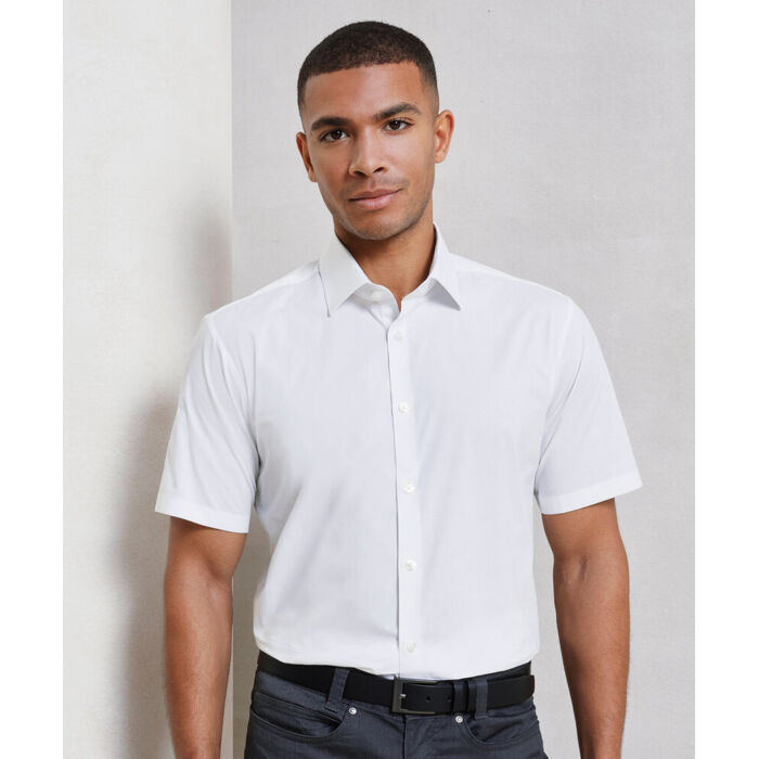 Stretch fit cotton poplin short sleeve shirt Thumbnail