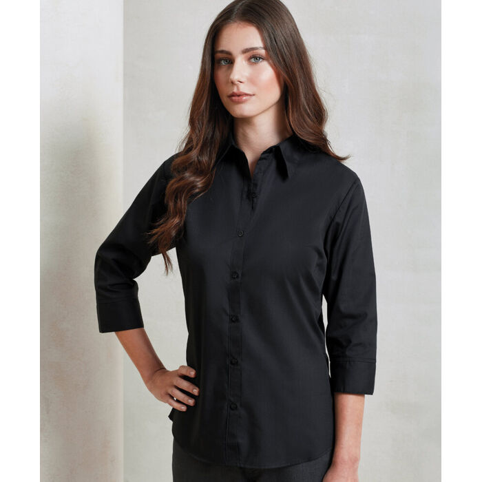Women's 3/4 sleeve poplin blouse Thumbnail